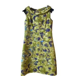 NWOT Taylor green floral cotton & silk blend, sleeveless, pencil dress sz 2‎ (1)